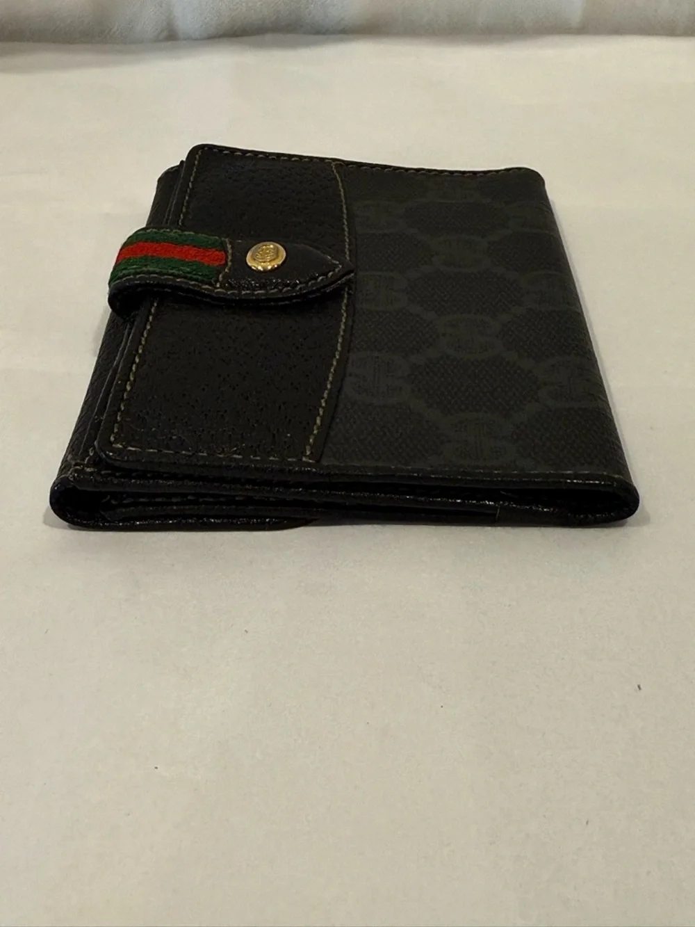 Vintage Gucci Black GG Canvas Wallet Sherry Line Accent - Picture 5 of 8